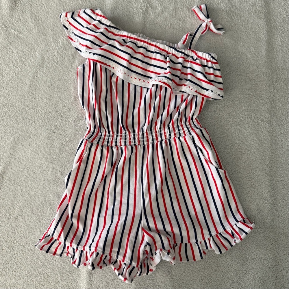 Janie and Jack | Red White & You Stripe Romper | 4 - Picture 4 of 12